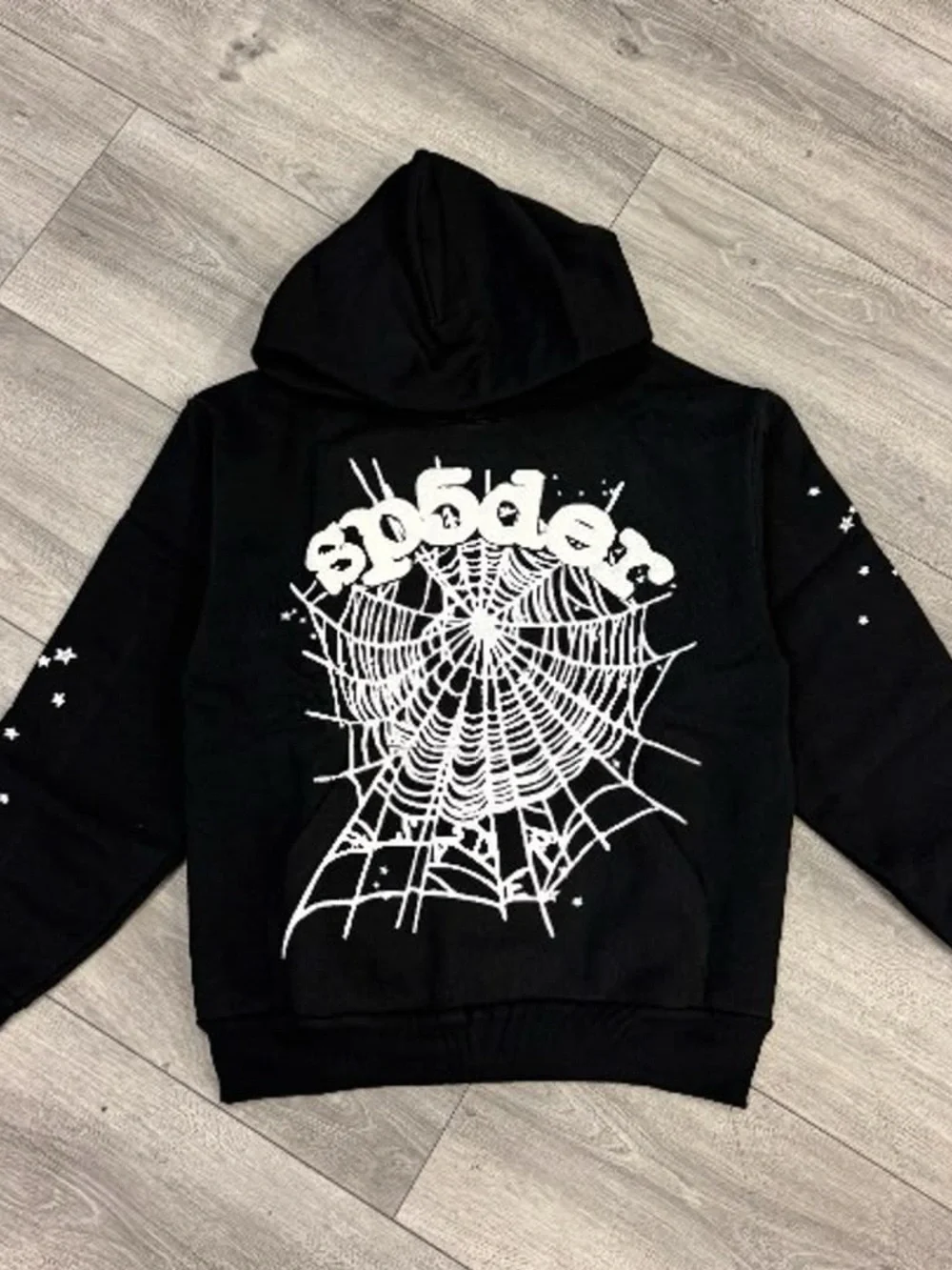 Black Kids' Spider Web Graphic Hoodie